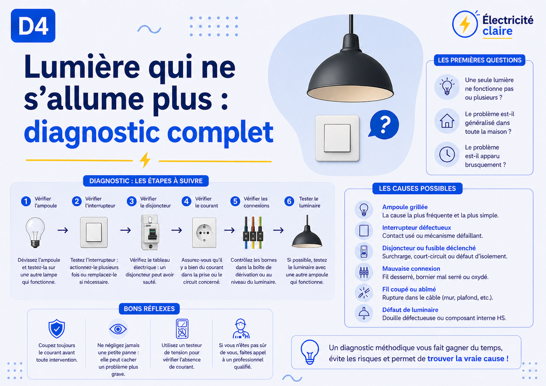 D4 — Lumière qui ne s’allume plus : diagnostic complet